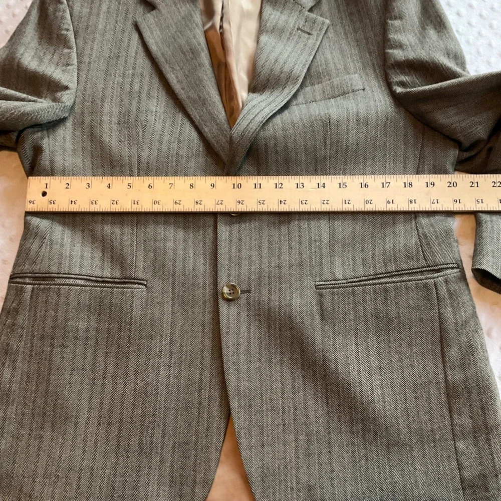 Lauren Ralph Lauren Men Wool Herringbone Blazer Jacket Khaki Tan Size‎ M